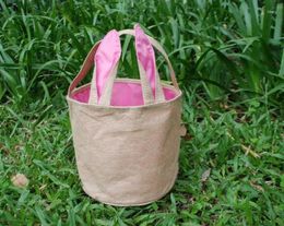 Gift Wrap 30pcs/lot Burlap Easter Bucket With Ears Kids Egg Totes Basket High Quality Seling