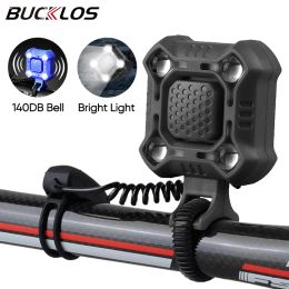 BUCKLOS 2 In 1 Bike Bell 140db Bicycle Horn Bike Bell Ring Electric USB Rechargeable Bike Light Headlight Cycling Accessories