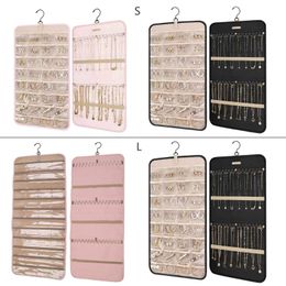 Jewellery Organiser with Clear Pocket Hanging-Jewellery Organiser Display Stand Wardrobe Storage Holder Bag with Hook