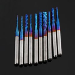 0.8-3.175mm End Mill Milling Cutter Blue Titanium Coated Edge Cutter Carbide For PCB Machine CNC Router Bits Engraving Grinding