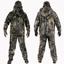 Pants Winter Bionic Ghillie Suit Real Tree Camouflage Jacket Pants Set Hunting Fishing Clothing