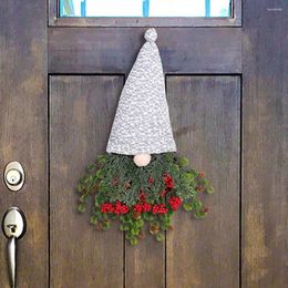 Decorative Flowers Indoor Outdoor Wreath Festive Faceless Gnome Vibrant Faux Greenery Berries Indoor/outdoor Christmas For Windows