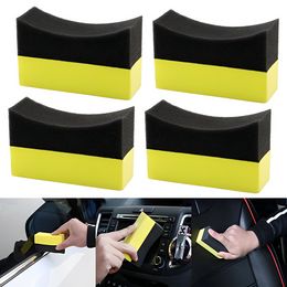 Car Tyre Cleaning Sponge Cleaning Dressing Waxing Polishing Brush Sponge Tool U-shaped Design Strong Cleaning Power Auto Parts