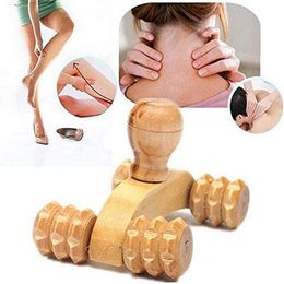 Wood Full-Body 4 Wheels Wooden Car Roller Relaxing Hand Massage Tool Reflexology Face Hand Foot Back Body Therapy Massage