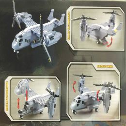 US V-22 Osprey Tiltrotor Aircraft Helicopter Building Blocks Military Plane Model Bricks Soldiers SWAT Toys