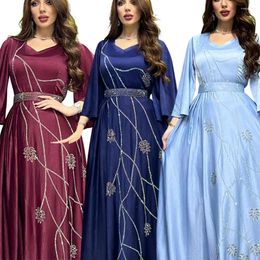 Ethnic Clothing Diamonds Abaya Dubai Turkey Kaftan Women Muslim Long Maxi Dress Eid Ramadan Djellaba Arabic Robe Islamic Jalabiya Evening