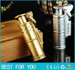 HONEST New retro vintage trench lighter All copper lighter personality Creative ignition nostalgic lighter22024314375342