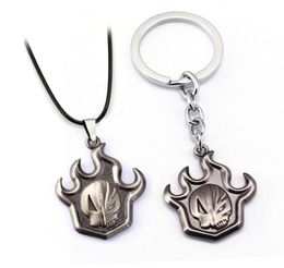 Japan Anime Bleach Kurosaki Ichigo Flame Skull Mask Logo Alloy Keychain Key Chains Keyring Pendant Necklace Jewelry Accessories9971504