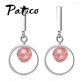 Dangle Earrings Women Lovely Design Pink Crystal Ball Pendant For Wedding/Engagements/Anniversary Party 925 Sterling Silver