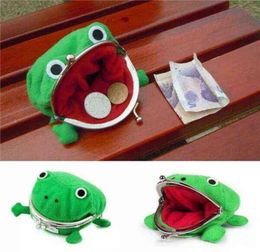 Whole 20Pcs Frog Coin Purse Keychain Cute Cartoon Flannel Wallet Key Coin holder s Cosplay Plush Toy School Prize Gift H9599857