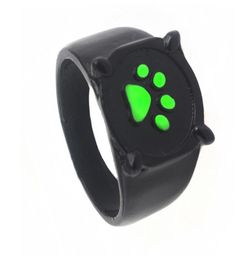 Anime Cartoon Black Cat Claw Ring Girl Boy Green Enamel Love Paw Print Cute Jewellery Kid Punk Ring Birthday Gift6479478