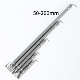 5pcs Magnetic Double Head Screwdriver Bit PH2 Philips Cross and 6mm Flat Slotted SL6 Screwdriver Bits 50/65/100/150/200mm Length