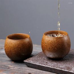 Cups Saucers Japanese Ceramic Ru Kiln Office Teacup Creative Pottery Handmade Retro Master Cup Household Water Mug Drinkware Tea Set
