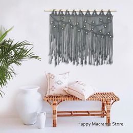 Large Macrame Wall Hanging Woven Boho Tapestry Bedroom Curtain Leaf Shape Living Room Curtains Wall Decor-Without Rod