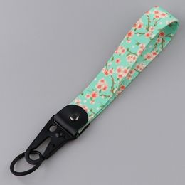 Cherry Blossom Sakura Straps Short Rope New Pattern Strap Hand Lanyards For Key Tags For Car Motorcycle Keychain Accessories