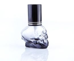 new Colourful Skull Glass Perfume Bottle Whole Essential Oil Perfume Bottle Spray Bottles 8ml Plating Cap with Double Silver Ri1222570