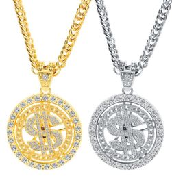 Pendant Necklaces Dollar Sign Money Chain 90s Hip Hop Rotatable Necklace Big Gold Rapper Costume Jewellery For Men9290590