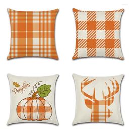 Pillow Geometric Covers For Sofa Car Couch Seat Design Waist Throw Case Home Decor Pumpkin Lattice Orange