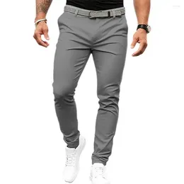 Men's Pants Slim Fit Suit Solid Colour With Mid-rise Slant Pockets Zipper For Business Office A