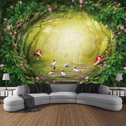 Natural landscape big tapestry beach Tapestries picnic mat home wall art decoration sand forest waterfall living room wall hanging R0411 1