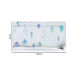 5pcs NEW Clear PVC Storage Card Holder A6 Personal Binder Rings Notebook 6 Hole Zipper Bag Pouch Planner Accessories Ocean Style