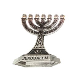 7 Branch Menorah Jewish Israel Holy Jerusalem Candle Holder Candelabra Desktop Ornament for Home Church Wedding Party B03E