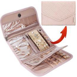 Jewelry Boxes Foldable jewelry box rolling travel jewelry organizer portable travel earrings rings diamond necklaces brooch storage bag