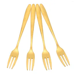 Dinnerware Sets 4 Pcs Moon Cake Fork Buffet Serving Utensils Stainless Steel Three Tine Dessert Forks