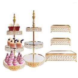 Bakeware Tools 5Pcs/lot 5 Pcs Gold Metal Cake Set Mirror Crystal Dessert Table Display Stands For Tiered Cupcake Holder