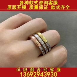 High end designer rings Tifancy 925 Silver V Gold Material Fashion New Lock Half Diamond Single Finger Ring Original 1:1 With Real Logo