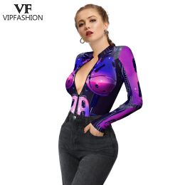 VIP FASHION One-piece For Women Punk Steampunk Zentai Halloween Bodysuit Long Sleeves Jumpsuit Catsuit Cosplay Costumes