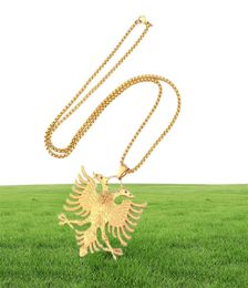 SOITIS Albania Flag Eagle Pendants Russian Emblem Necklace Coat of Arms Double Headed Eagle Stainless Steel Pendants Chain 4904308