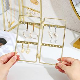 Jewelry Display Stand Free Standing Multi-hooks Golden Metal Folding Stable Hook Earrings Necklace Bracelet Organizer Rack