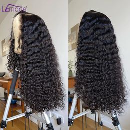 180% Density Water Wave Lace Front Wigs For Women PrePlucked With Baby Hair Curly Human Hair Wigs Deep Wave 5x5 Lace Closure Wig