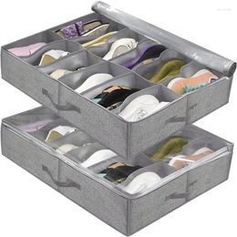 Storage Bags Foldable Under Bed Shoe Organizer Dustproof Non Woven Box With Clear Window Space Saving Shoes