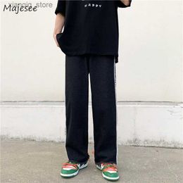 Men's Jeans Jeans Men High Street Retro Denim Patchwork Korean Style Wide Leg Trouser Simple Popular Fashion Teens Pockets All-match L49