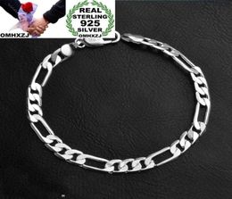 OMHXZJ Whole Personality Bangle Fashion OL Man Party Wedding Gift Silver Flat Chain Thick 925 Sterling Silver Bracelet BR1197876541