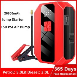 New 26800mAh Car Jump Starter 4 In 1 Pump Air Compressor 1200A Starting Device Power Bank 12V Digital Tyre Inflator 150PSI