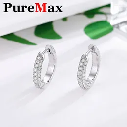 Stud Earrings PureMax 925 Silver Premium Full 1mm Hoop Moissanite Earring For Women With GRA Luxury Party Engagement Jewelry