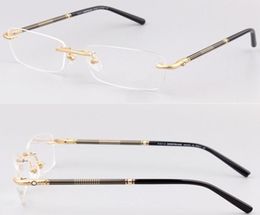 Brand Mens Optical Glasses Frame Man Rimless Eyeglass Frame for Men Gold Silver Myopia Eyeglasses Designer Spectacle Frames Eyewea3488546