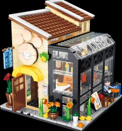 FC8508 Street View City Series Drink Coffee Fast Food Pizza Shoes Store Model Convenience Stores Building Blocks Set Toys Kids