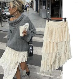 Skirts Maxdutti Asymmetric Skirt Women Cascading Sexy Womens Fashion Blogger Lace