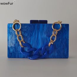 Sac A Main Femme Designer Acrylic Mini Evening Bag Luxury Solid Pearl Marble Blue Clutch Purse Women Wedding Party Prom Wallet