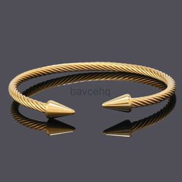 Bangle Luxury Arrow Stainless Steel Man Cuff Bracelet Women Jewellery Valentines Day Gift 240411