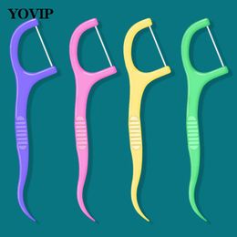 30Pcs/Box Portable Toothpick Floss Teeth Cleaner With Storage Tube Floss Toothpick Set Colourful Fruit Flavour Dental Floss Pick