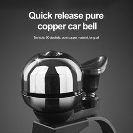 1pc Bicycle Bell Pure Copper Clear Sound Folding Non-slip Bike Ring Alarm Horn Long Sound Tail Bicycle Handlebar Bell