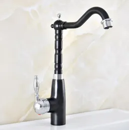 Bathroom Sink Faucets Black Oil Rubbed Bronze Silver Chrome Brass Kitchen Vessel Basin Swivel Spout Faucet Mixer Water Tap Anf486