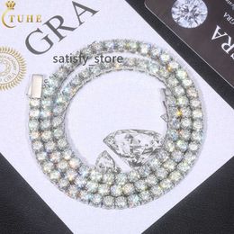 Cheap Price Pass Diamond Tester Stainless Steel D Color VVS Moissanite Diamond Clustered Tennic Chain Necklace For Men Women