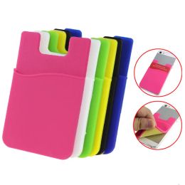 Phone Card Holder Silicone Cell Phone Wallet Case Credit ID Card Holder Pocket Stick On 3M Adhesive with OPP bag LL