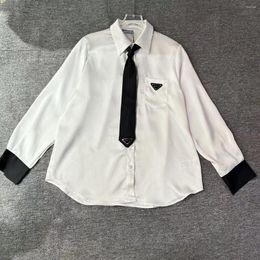 Women's Blouses Store Opening Celebration White Shirt Tie